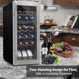 18 Bottle Wine Fridge | Dual Zone Wine Chiller | Adjustable Temperature 41°F to 
