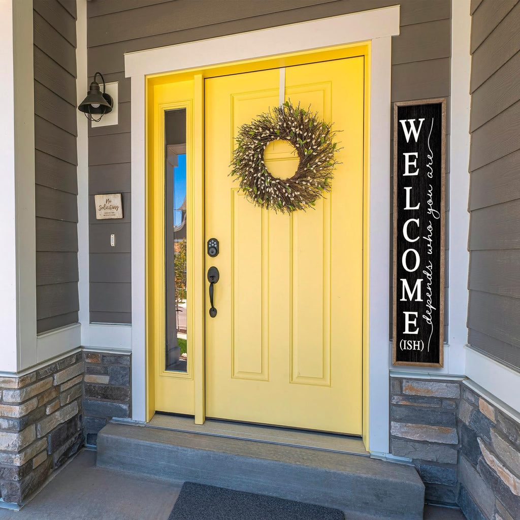Welcome-ish Sign for Front porch Standing 45"X9" Wood Black