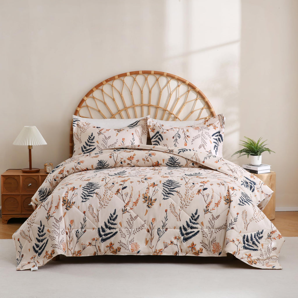 Boho Floral Printed Queen Comforter Set