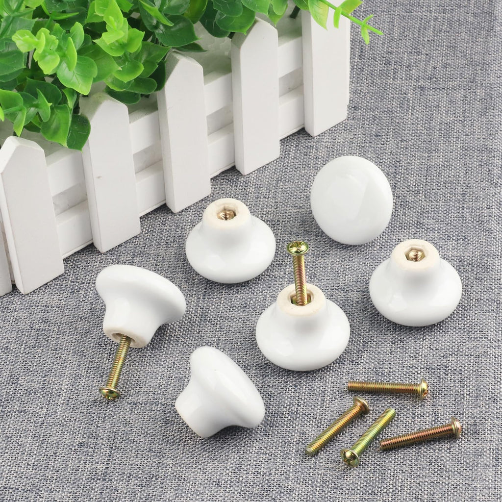 40 Packs White Ceramic Cabinet Knobs, Glossy Ceramic Knobs, Handles Drawer Cupboard Cabinet Knobs Office Bathroom
