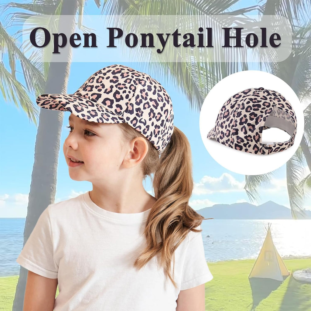 Girls Glitter Baseball Cap Kids Adjustable Ponytail Hat Toddler Summer Mesh Trucker Hats