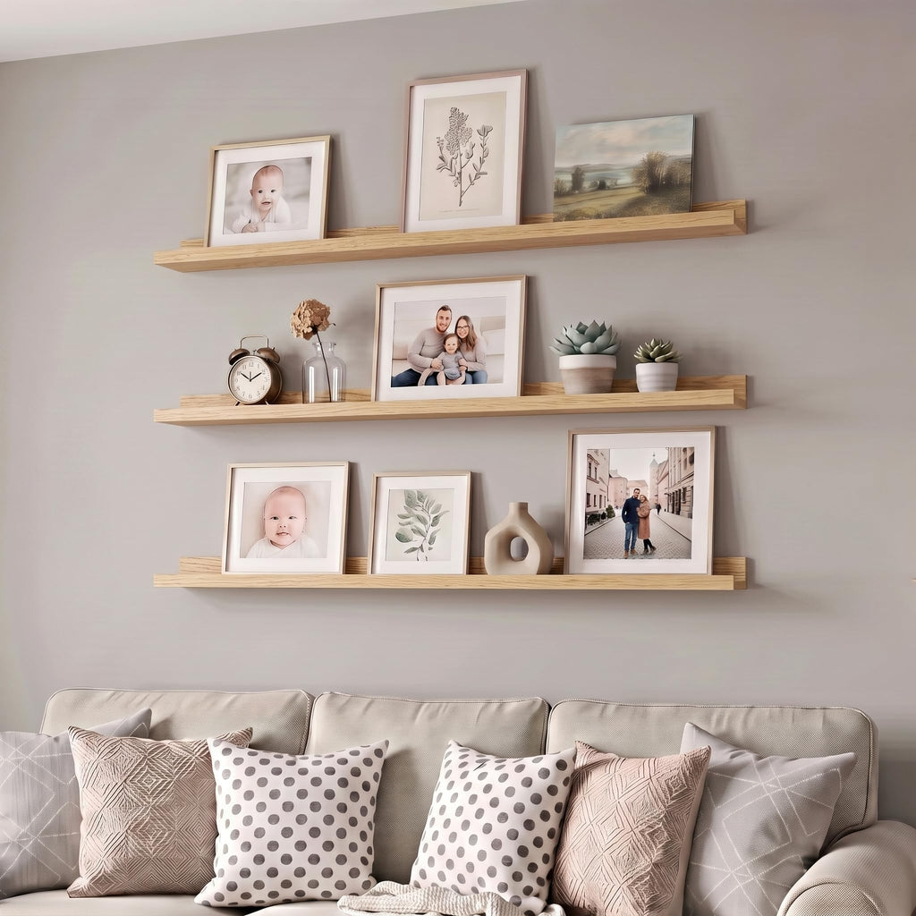 Floating Shelves for Wall, 36" Picture Ledge Shelf, White Oak