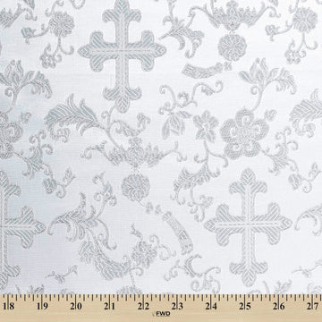 Metallic Church Cross Brocade Fabric 60 (White/Silver)