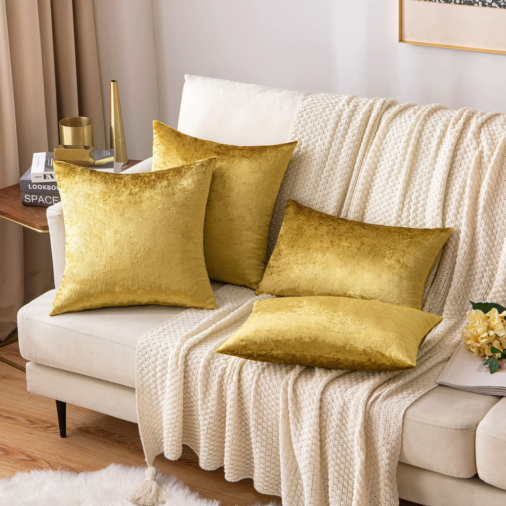 12x20 Inch Lumbar Velvet Throw Pillow Covers Golden