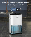 34 Pint Dehumidifier for Basement with Drain Hose & 0.66 Gallon Water Tank, Manual & Auto Drainage
