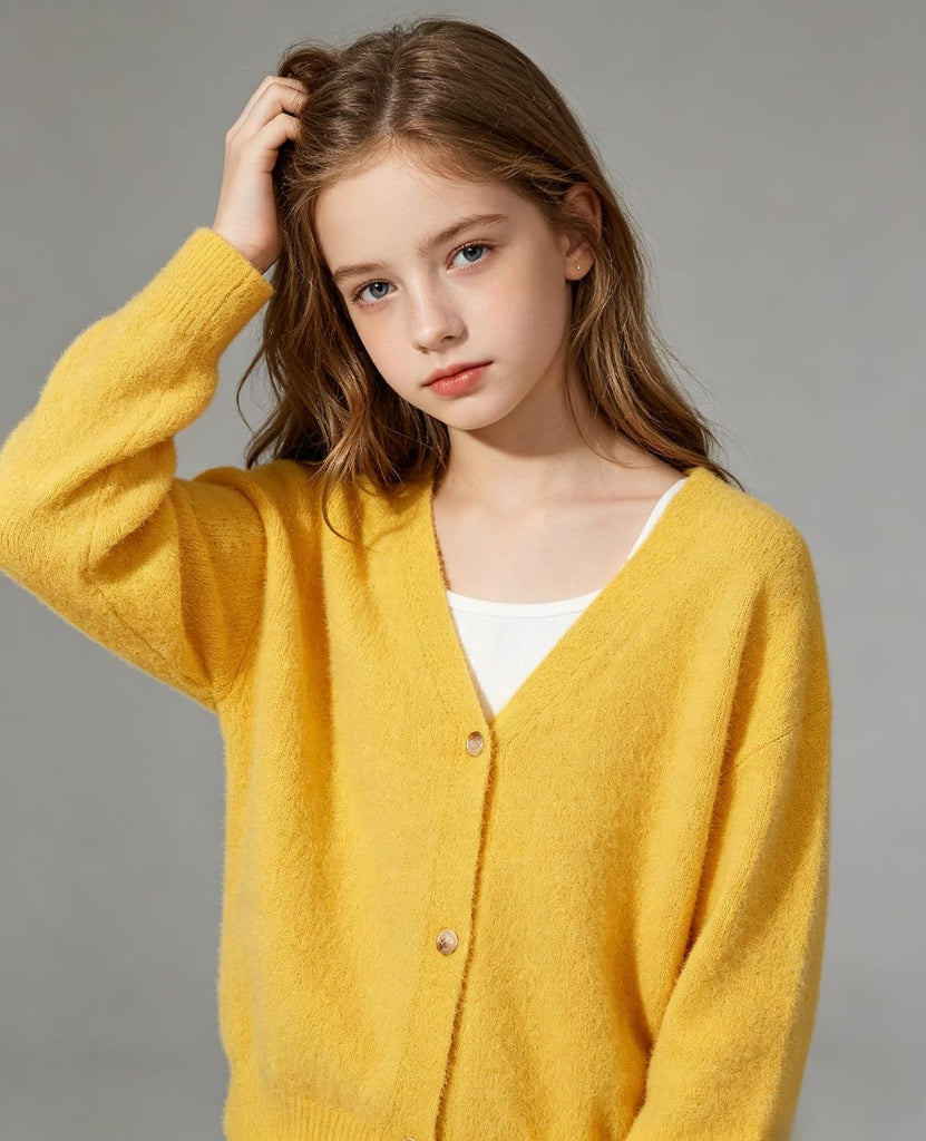 Tween with Button Loose Long Sleeve Shrug Sweaters Inner Cloth Cropped Kids Knit Sweater Outerwear