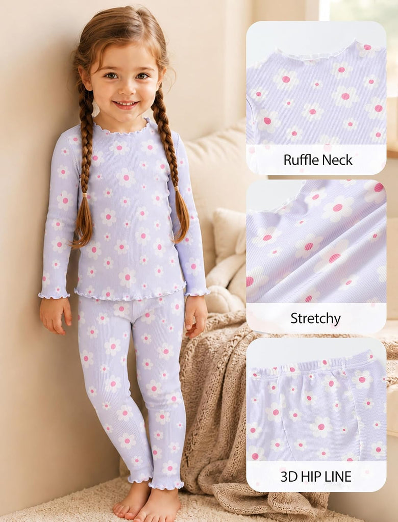 Toddler Girls Pajamas Bamboo Viscose Long Sleeve Snug Fit 12M