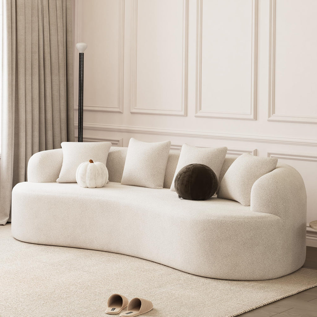 107" Modern Curved Sofas, Cream White