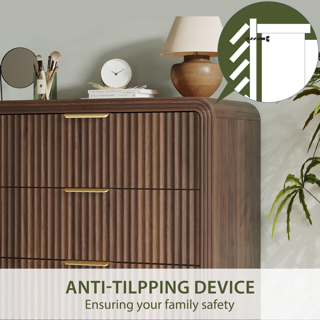 Fluted 5 Drawers Dresser, 48" Tall Chest of Drawers