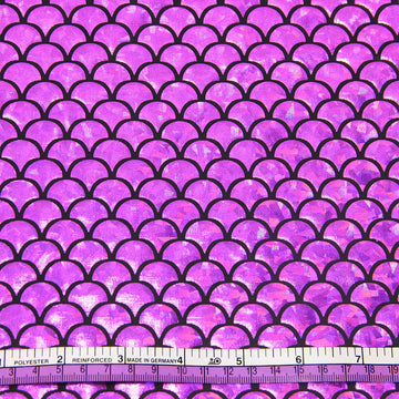 Mermaid Hologram Spandex Fabric Fish Scale Stretch Laser Knit Cloth 57" Wide Sold by the Yard (Purple)