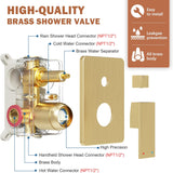 Gold Shower System, Shower Faucet Set with 10-Inch Rain Showerhead and Handheld Spray