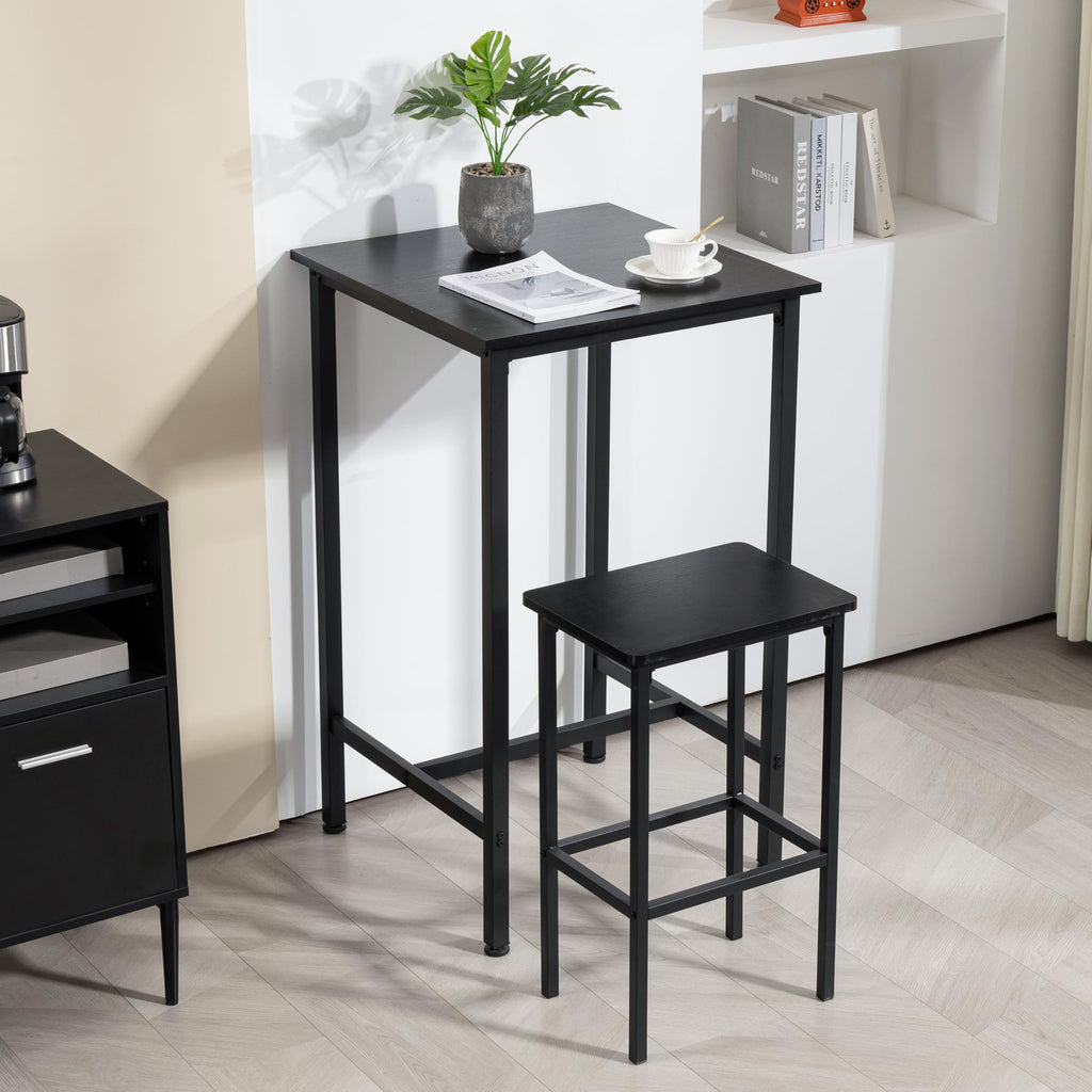Bar Table, 23.6" Pub High Top, Square Bar Height, Counter Height Cocktail, Small Kitchen Set for 2, Breakfast