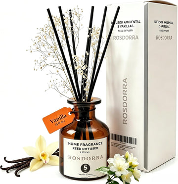Reed Diffuser Set, 5oz, Vanilla Cream Cozy Scent - Set of 5