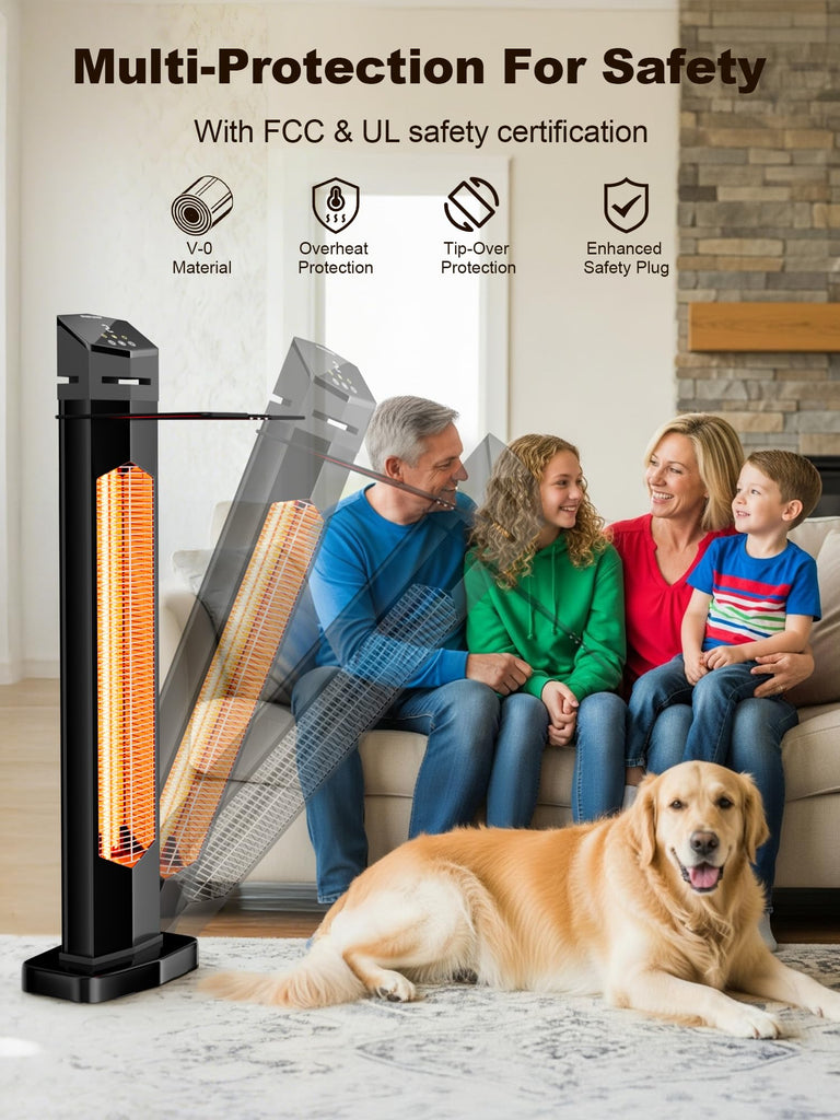 37" Outdoor Heaters , Electric Patio Heater with Remote, 12H Timer, IPX5 Waterproof, Tip-Over & Overheat Protection