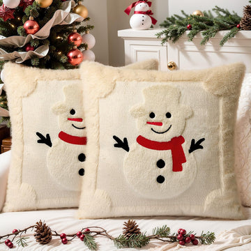 Faux Fur Christmas Pillow Covers 18x18 - Set of 2