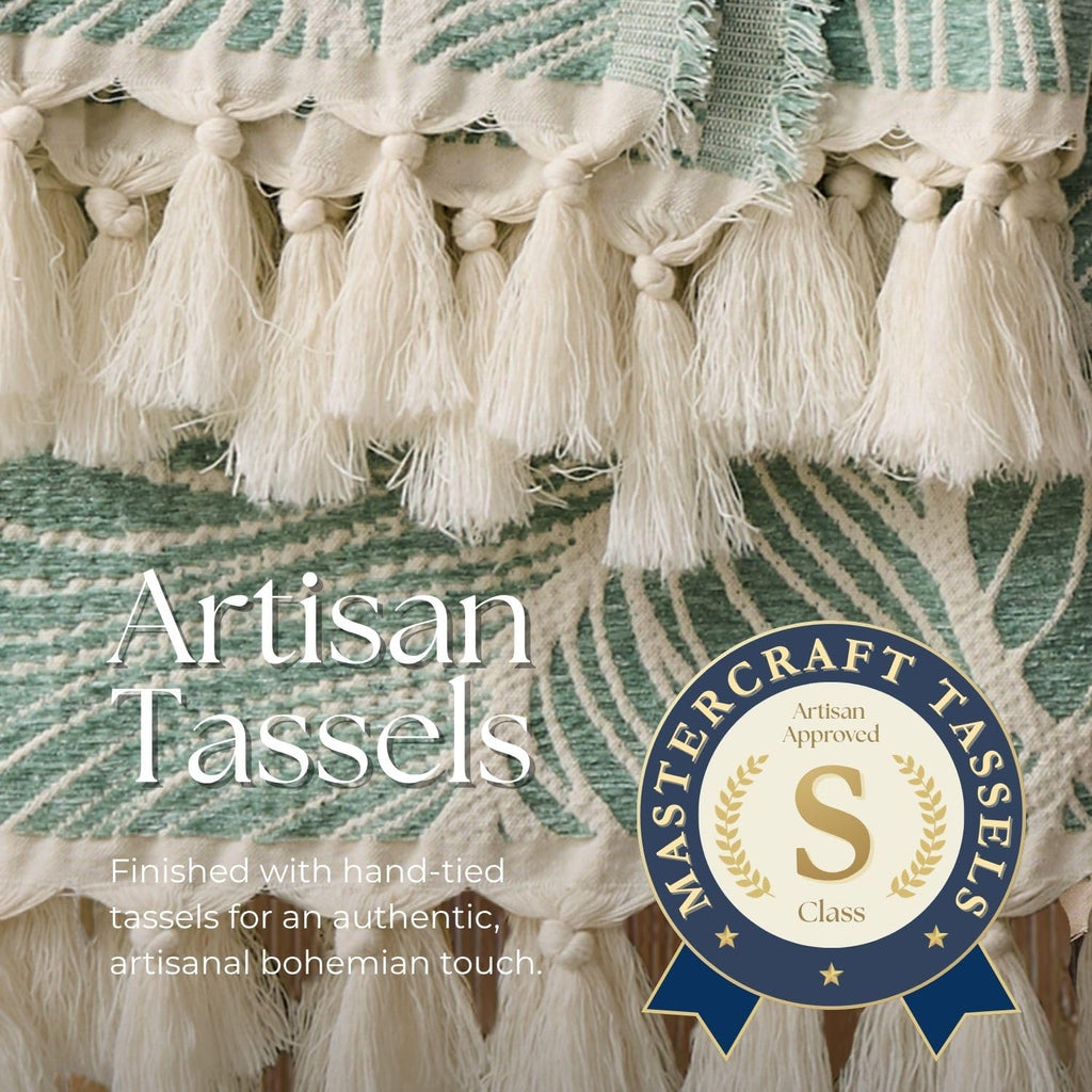 Chenille Cotton Throw Blanket for Couch, Lightweight Boho Blanket for Bed Sofa Chair Living Room Outdoor Soft Woven