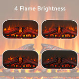 23" Electric Fireplace Insert, Fireplace Heater with Remote, Adjustable 4 Flame Brightness, Log Set, Low Noise