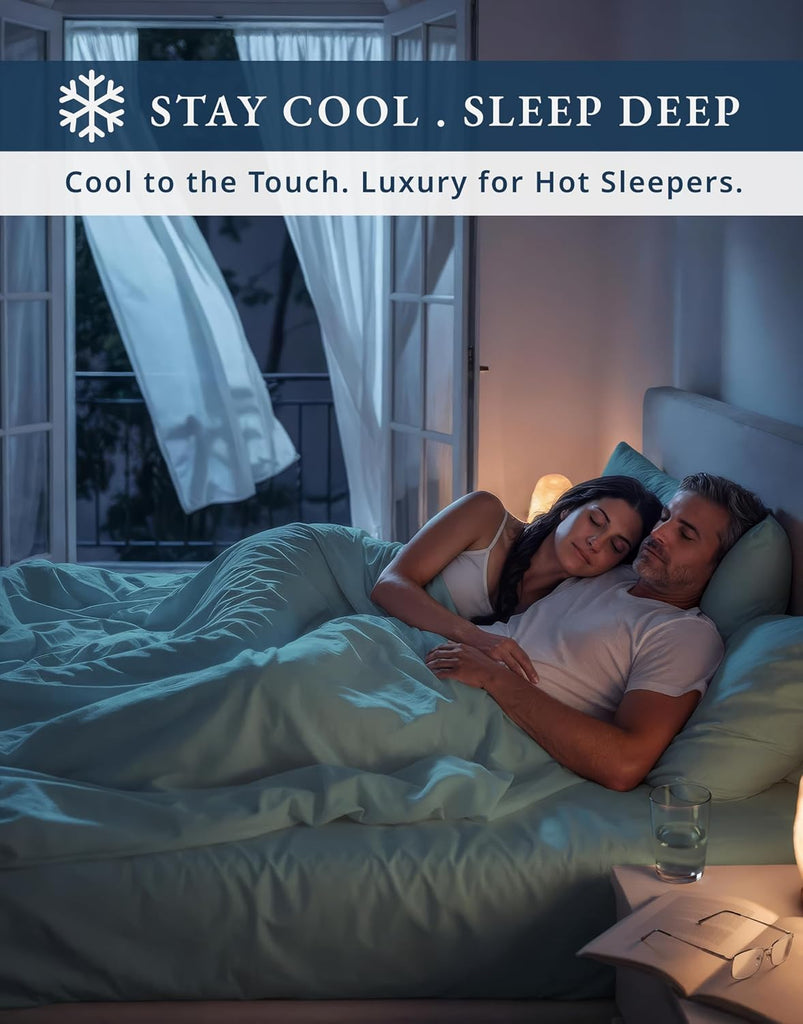 100% Egyptian Cotton Queen Sheet Set - 1000 Thread Count Silky Sateen Weave Naturally Breathable & Durable Winter