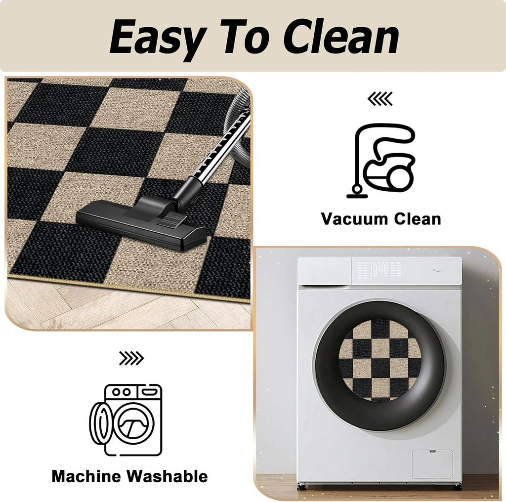 Easy Jute Checkered Runner Rug, Farmhouse Runners s