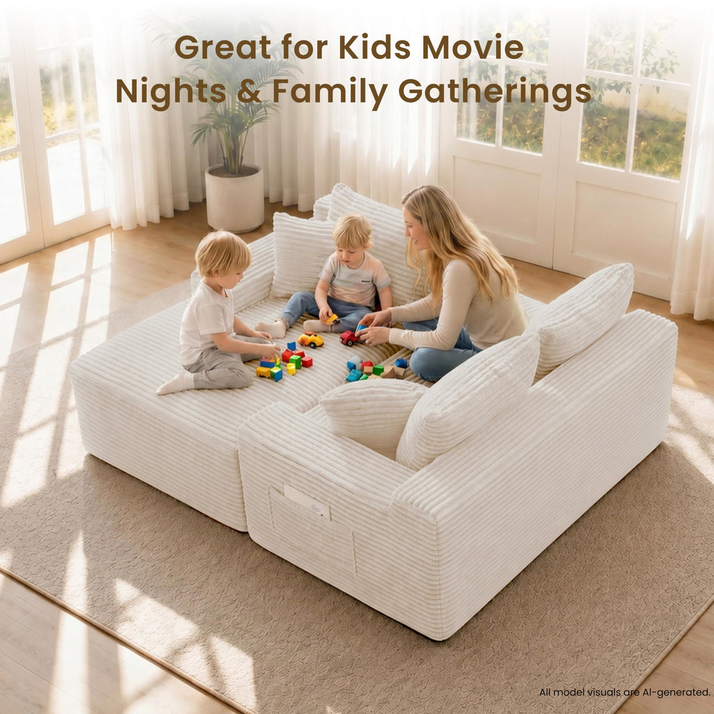 95" Modular Sectional Sofa, Boneless Chaise L-Shaped Couch