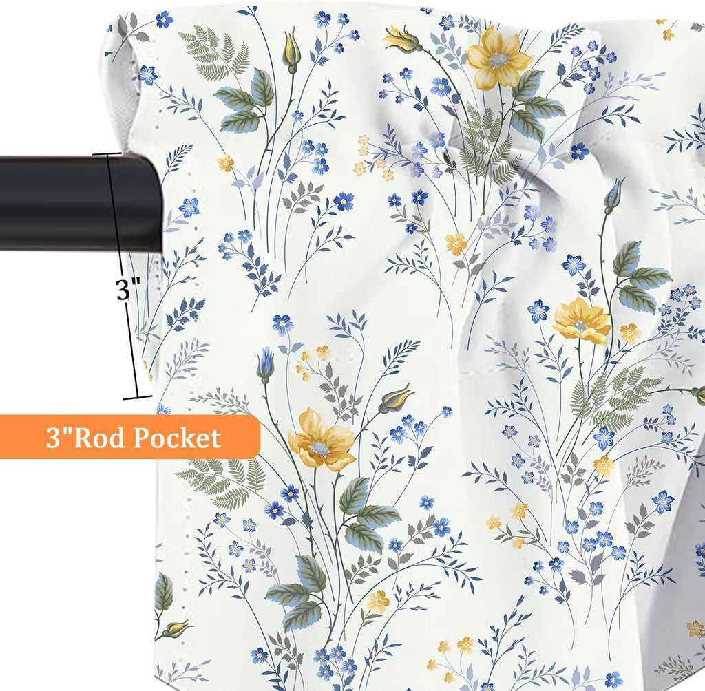 Swag Valances Curtains Floral Leaves Rod Pocket Window Curtains Decor - 2 Panels 29x36 Inches
