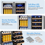 30" Wine and Beverage Refrigerator - Dual Zone Wine and Beverage Cooler