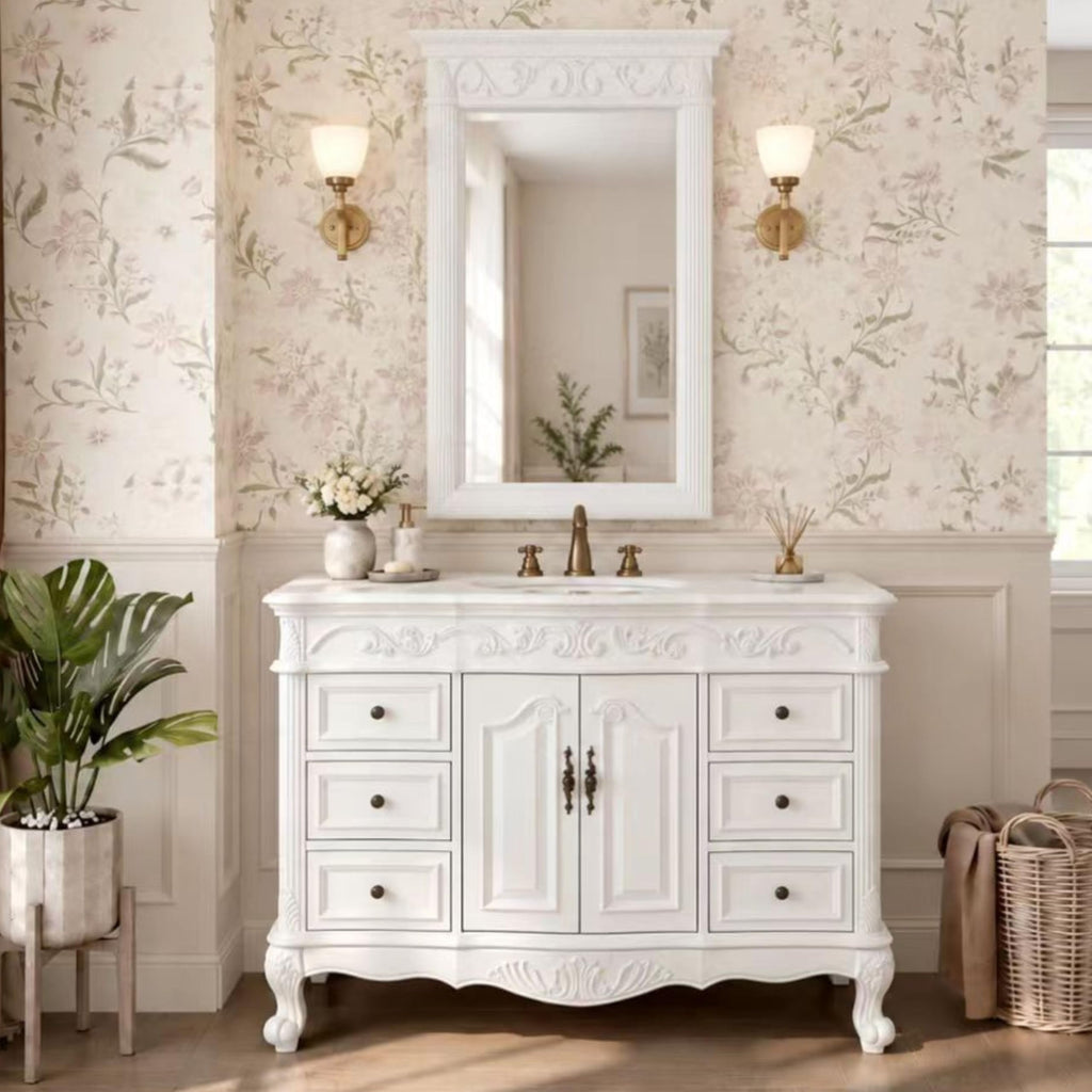 48" Traditional Style Antique White Beckham Bathroom Sink Vanity