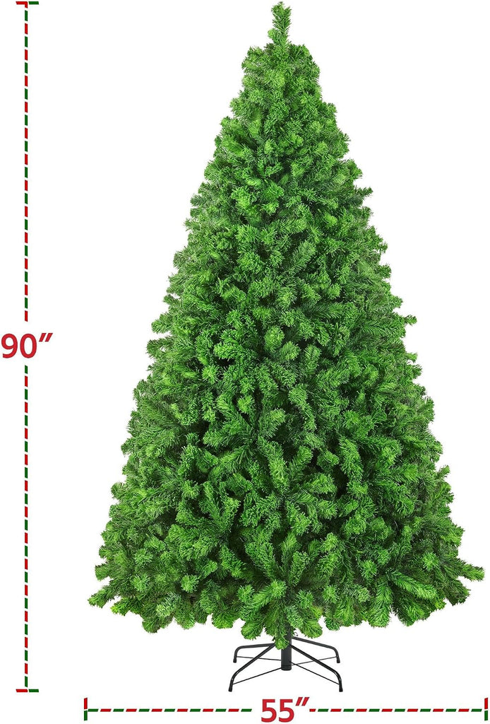 7.5ft Prelit Artificial Christmas Tree with 550 Warm White Lights | 1284 PVC Branch Tips Look Full and Lifelike on a