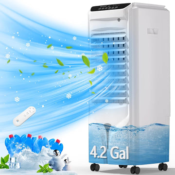 Swamp Cooler, 1800 CFM Windowless Portable Air Conditioner with 4.2 Gal Water Tank,120° Swing, 12H Timer, 3 Modes