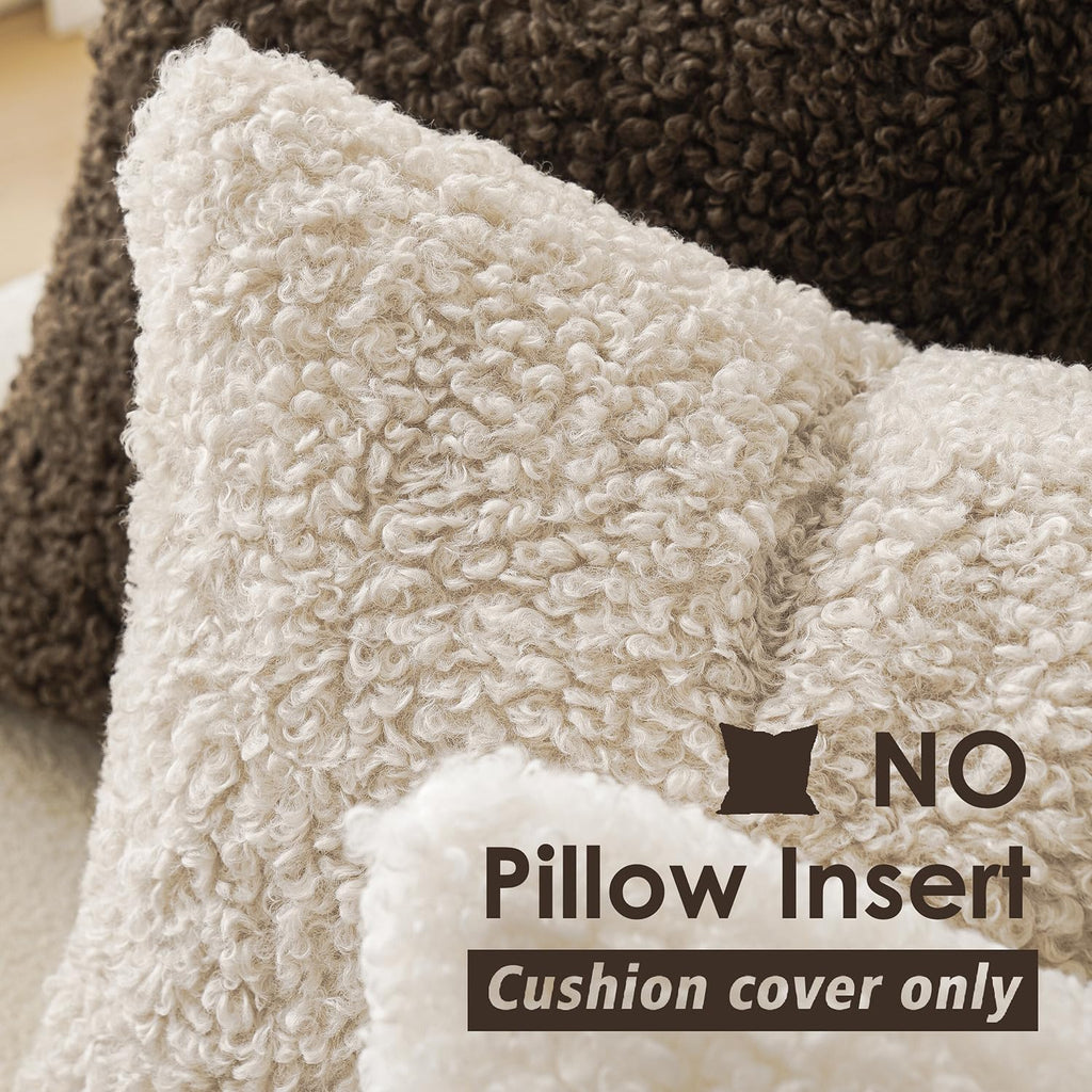 Decorative Fuzzy Faux Fur Throw Pillow Cover 24x24 Inch Ivory