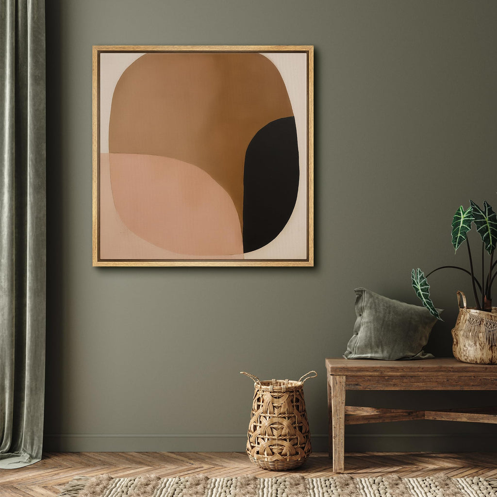 Framed Canvas Print Wall Art Abstract Earth Tone Geometric Shapes Illustrations Modern Art Relax/Calm Warm - 24"x24"
