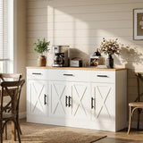 Buffet Cabinet with Storage, Farmhouse Storage Cabinet with 4 Doors and 3 Drawers