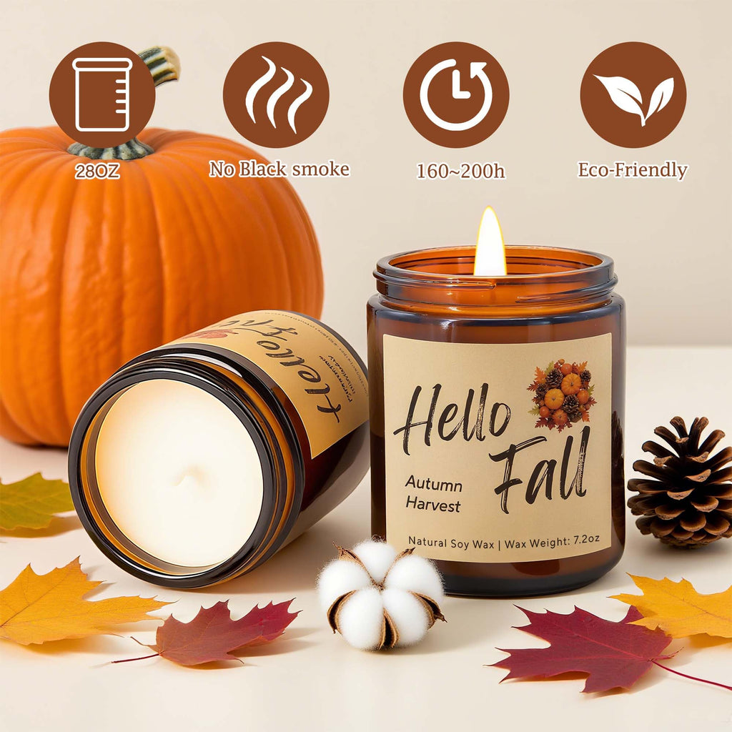 Fall Candles, Fall Decorations - Fall Gifts for Women, Natural Soy Wax Scented Candles Set(4pcs)