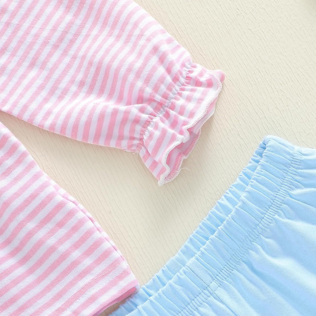 Little Toddler Baby Girl Clothes Peter Pan Collar Shirt Ruffle Long Sleeve Top Sweatshirt Pants 2Pcs Set