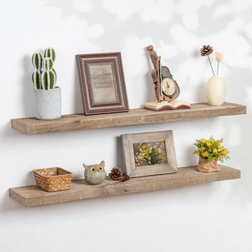 Floating Shelves | 8" Deep Rustic Reclaimed Barnwood Wall Hanging Shelves with Invisible Heavy-Duty Metal Bracket