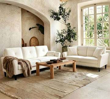 Sofa Set , Comfy Velvet 2 Piece Couch Sets , Tool-Free Setup 3 Seat Couch and Loveseat Sets, Modern Sofa and Loveseat