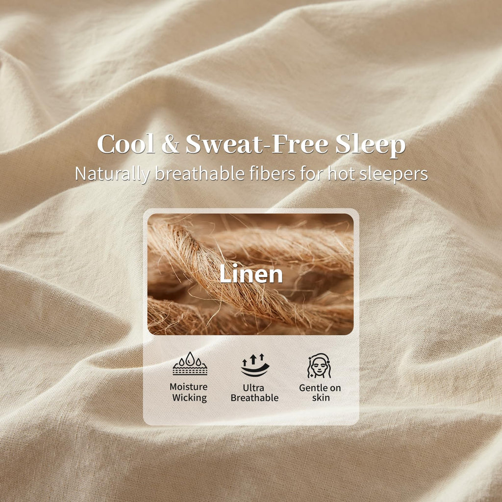 Stone Washed Linen Sheets, 4 Pcs, 16" Deep Pocket