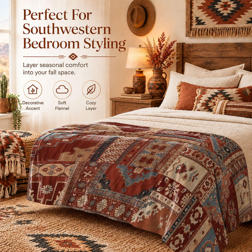 Boho Aztec Throw Blanket 60"x 80", Western Indian Native American Blanket Southwestern Decor, Brown Soft Cozy