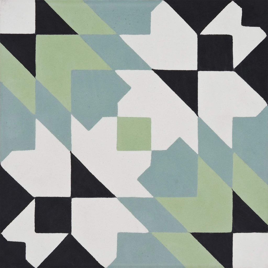 Reno CTP93-02 Handmade 8x8-in Moroccan Tile in Green, Blue, Black