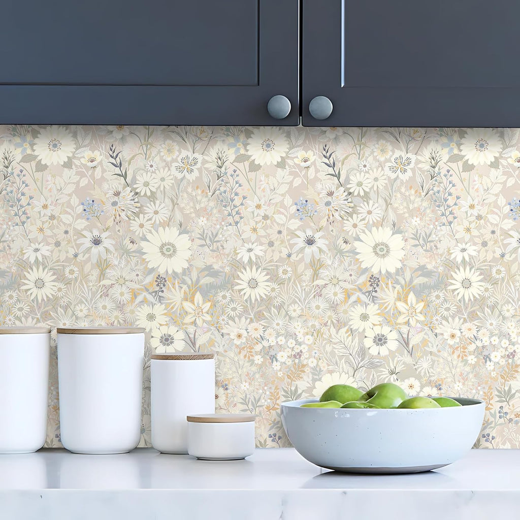 Peel and Stick Wallpaper Floral Contact Paper ,Cabinets | Vinyl Textured Stick on Wall paper DIY Self-adhesive