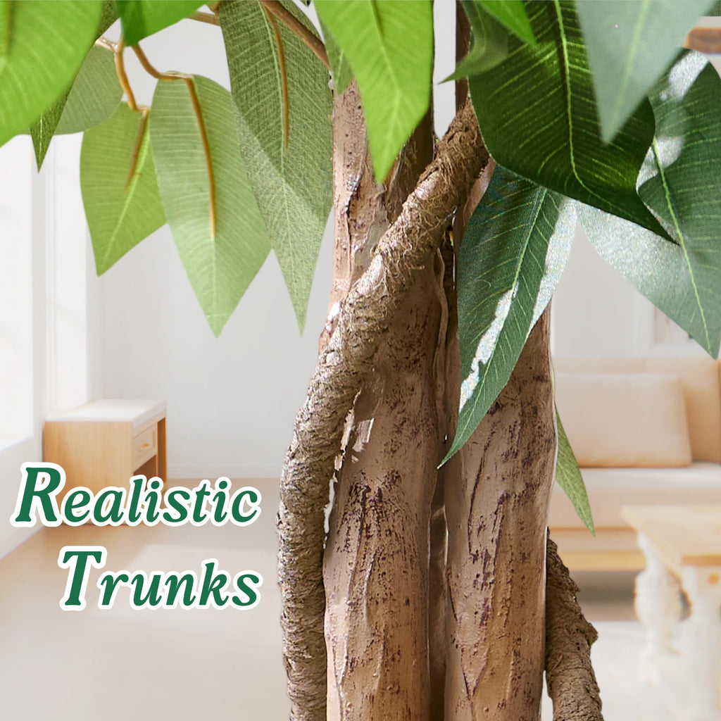 7FT Artificial Ficus Tree, Realistic Faux Banyan Tree with Lush Leaves