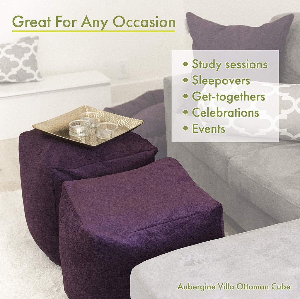 Goods Wales Indoor/Outdoor Pouf Ottoman Stuffed Cube 17x17x17 Inches - Bean Bag Floor Pouf Ottoman for Foot Rest