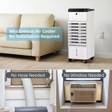 Swamp Cooler, Windowless Portable Air Conditioners with 120°Oscillation, Evaporative Air Cooler with Remote,12H Timer
