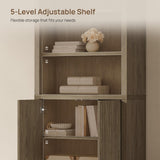 Book Shelf Arched Cabinet 82" Tall Bookcase with Doors 5 Tier Book Shelves with Storage Large Bookshelves Wide