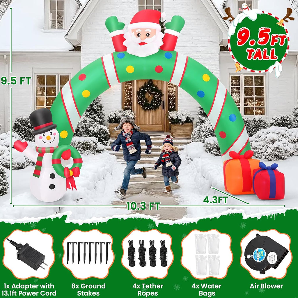 10.3Ft Christmas Inflatable Archway Outdoor Decoration, Blow up Giant Christmas Arch Tunnel with Inflatable
