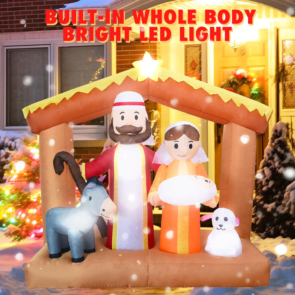 6 FT Christmas Inflatables Nativity Scene Outdoor Decorations