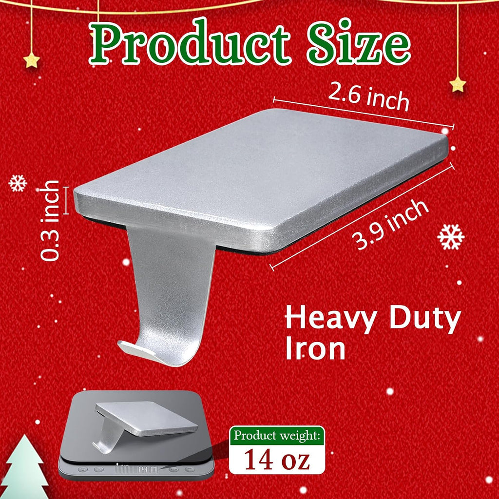 Christmas Stocking Holders for Mantle Set of 4, Silver Heavy Duty Iron Stocking Hangers Base, Low Profile Weighted