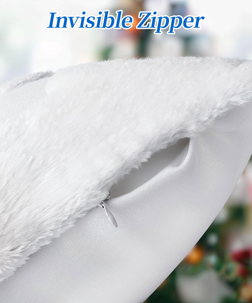 Faux Fur Christmas Pillow Covers 20x20 Set of 2