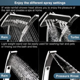 High Pressure Dual Shower Head Combo, Handheld Showerhead Rainfall Shower Head Combo with Black Face