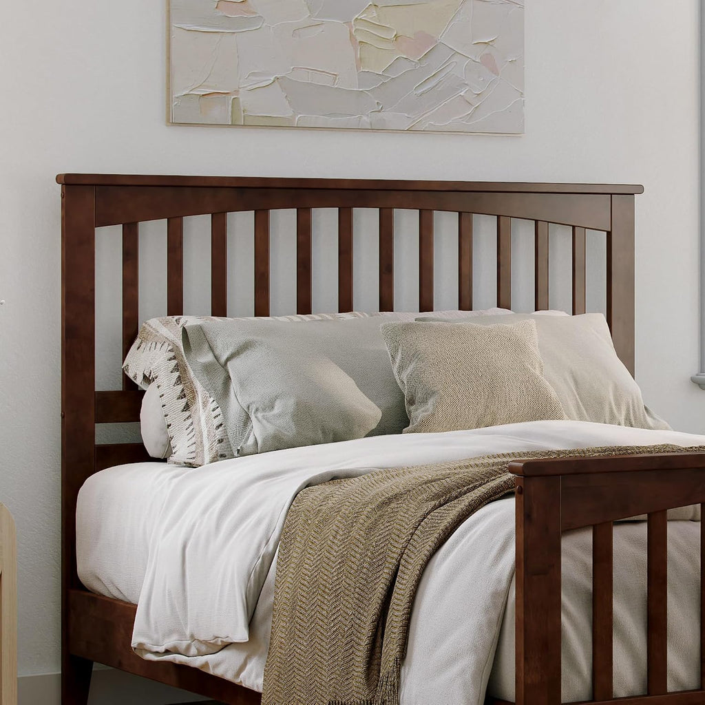 Camilla Queen Low Profile Platform Bed with Matching Footboard, Walnut